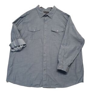 Synrgy Men's 3XL Blue Chambre Button Up Shirt Long Sleeve Casual Roll Tab Sleeve